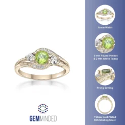 Gemminded 14k Gold Over Silver Peridot & White Topaz Ring 11 Gemminded 14k Gold Over Silver Peridot & White Topaz Ring -Gemminded Jewelry 5744300 ALT5