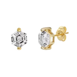 Gemminded 14k Gold Over Silver White Topaz Stud Earrings -Gemminded Jewelry 5744301 ALT