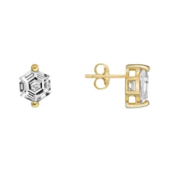 Gemminded 14k Gold Over Silver White Topaz Stud Earrings -Gemminded Jewelry 5744301 ALT2