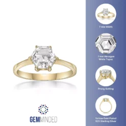 Gemminded 14k Gold Over Silver White Topaz Ring -Gemminded Jewelry 5744302 ALT5