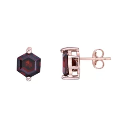 Gemminded 14k Rose Gold Over Silver Garnet Stud Earrings