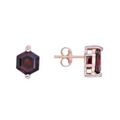 Gemminded 14k Rose Gold Over Silver Garnet Stud Earrings -Gemminded Jewelry 5744306 ALT2