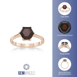 Gemminded 14k Rose Gold Over Silver Garnet Ring -Gemminded Jewelry 5744307 ALT5