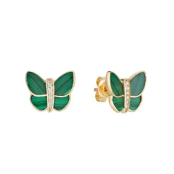 Gemminded 14k Gold Over Silver Cubic Zirconia & Malachite Butterfly Earrings 8 Gemminded 14k Gold Over Silver Cubic Zirconia & Malachite Butterfly Earrings -Gemminded Jewelry 5744312 ALT2