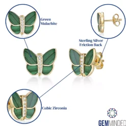 Gemminded 14k Gold Over Silver Cubic Zirconia & Malachite Butterfly Earrings 9 Gemminded 14k Gold Over Silver Cubic Zirconia & Malachite Butterfly Earrings -Gemminded Jewelry 5744312 ALT5