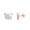 Gemminded 14k Rose Gold Over Silver Cubic Zirconia Mother Of Pearl Butterfly Earrings -Gemminded Jewelry 5744313