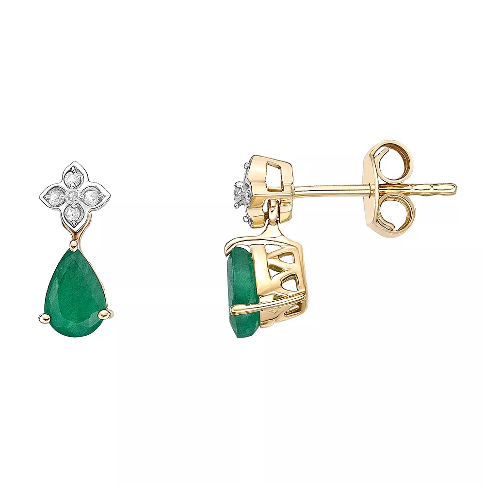 Gemminded 10k Gold Sakota Emerald & Diamond Accent Earrings 3 Gemminded 10k Gold Sakota Emerald & Diamond Accent Earrings