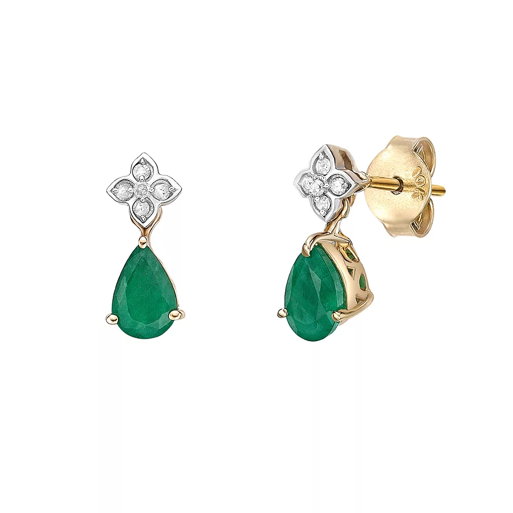 Gemminded 10k Gold Sakota Emerald & Diamond Accent Earrings 4 Gemminded 10k Gold Sakota Emerald & Diamond Accent Earrings - Image 2