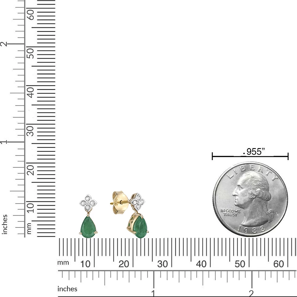 Gemminded 10k Gold Sakota Emerald & Diamond Accent Earrings 6 Gemminded 10k Gold Sakota Emerald & Diamond Accent Earrings - Image 4
