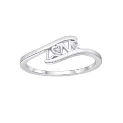 Gemminded Sterling Silver Diamond Accent "Love" Ring