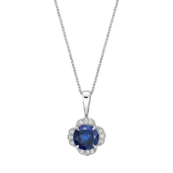 Gemminded Sterling Silver Lab-Created Sapphire Pendant Necklace