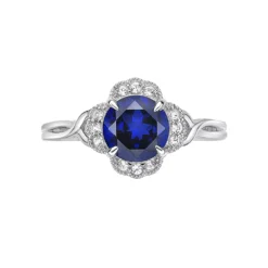 Gemminded Sterling Silver Lab-Created Sapphire Ring -Gemminded Jewelry 5955549 ALT3