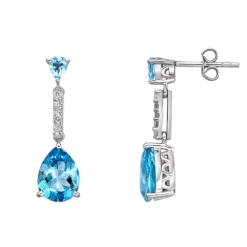 Gemminded Sterling Silver Blue Topaz Drop Earrings