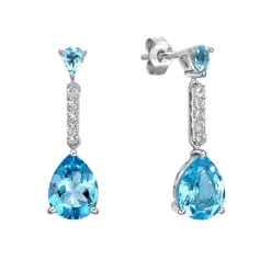 Gemminded Sterling Silver Blue Topaz Drop Earrings -Gemminded Jewelry 5955550 ALT2
