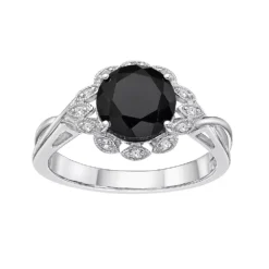 Gemminded Sterling Silver Onyx & White Topaz Ring