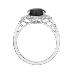 Gemminded Sterling Silver Onyx & White Topaz Ring -Gemminded Jewelry 5955552 ALT2