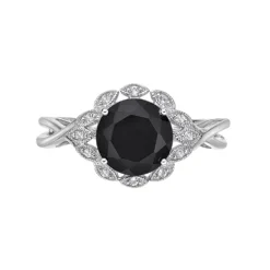 Gemminded Sterling Silver Onyx & White Topaz Ring -Gemminded Jewelry 5955552 ALT3