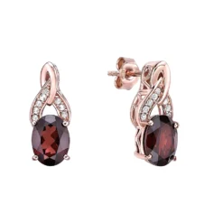Gemminded 18 Gold Over Silver Garnet & White Topaz Earrings -Gemminded Jewelry 5955553 ALT2