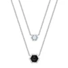 Gemminded Sterling Silver Onyx & Lab-Created Opal Hexagon Layered Necklace