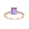 Gemminded 18k Rose Gold Over Silver Amethyst & White Topaz Ring -Gemminded Jewelry 5955561