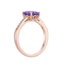 Gemminded 18k Rose Gold Over Silver Amethyst & White Topaz Ring 6 Gemminded 18k Rose Gold Over Silver Amethyst & White Topaz Ring -Gemminded Jewelry 5955561 ALT
