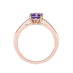 Gemminded 18k Rose Gold Over Silver Amethyst & White Topaz Ring 7 Gemminded 18k Rose Gold Over Silver Amethyst & White Topaz Ring -Gemminded Jewelry 5955561 ALT2