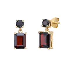 Gemminded 18k Gold Over Silver Garnet Drop Earrings -Gemminded Jewelry 5955594 ALT