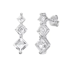 Gemminded Sterling Silver White Topaz Geometric Drop Earrings 5 Gemminded Sterling Silver White Topaz Geometric Drop Earrings -Gemminded Jewelry 5955597 ALT