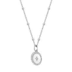 Gemminded Sterling Silver White Topaz Starburst Celestial Pendant Necklace -Gemminded Jewelry 5955615 ALT