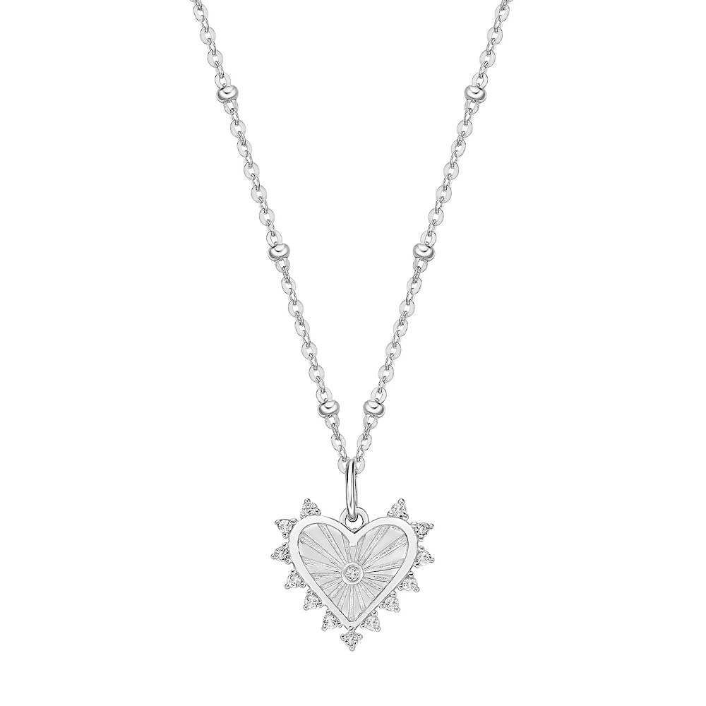 Gemminded Sterling Silver White Topaz Heart Pendant Necklace 3 Gemminded Sterling Silver White Topaz Heart Pendant Necklace