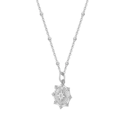 Gemminded Sterling Silver White Topaz Aurora Starburst Pendant Necklace -Gemminded Jewelry 5955620 ALT