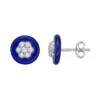 Gemminded Sterling Silver 1/10 Carat T.W. Diamond Blue Ceramic Stud Earrings -Gemminded Jewelry 5955627