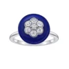Gemminded Sterling Silver Diamond Accent Blue Ceramic Ring -Gemminded Jewelry 5955629