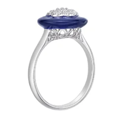 Gemminded Sterling Silver Diamond Accent Blue Ceramic Ring -Gemminded Jewelry 5955629 ALT