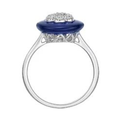 Gemminded Sterling Silver Diamond Accent Blue Ceramic Ring -Gemminded Jewelry 5955629 ALT2