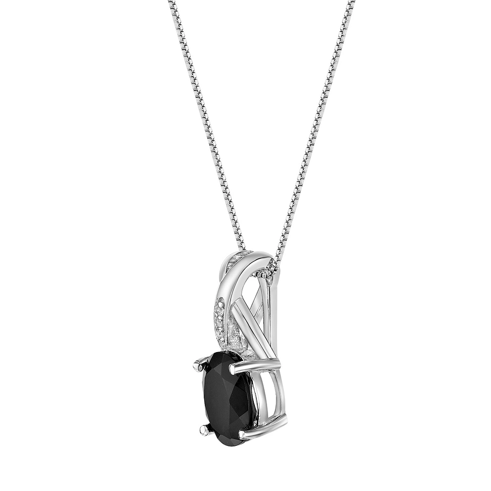Gemminded Sterling Silver Black Onyx & Lab-Created White Sapphire Pendant Necklace 4 Gemminded Sterling Silver Black Onyx & Lab-Created White Sapphire Pendant Necklace - Image 2