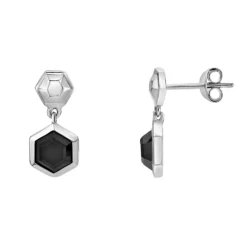 Gemminded Sterling Silver Black Onyx Geometric Earrings