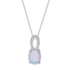 Gemminded Sterling Silver Lab-Created Opal & Lab-Created White Sapphire Pendant Necklace -Gemminded Jewelry 5984542