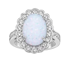 Gemminded Sterling Silver Lab-Created Opal & Lab-Created White Sapphire Ring