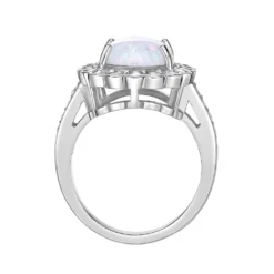 Gemminded Sterling Silver Lab-Created Opal & Lab-Created White Sapphire Ring -Gemminded Jewelry 5984551 ALT2